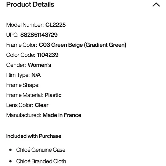 Chloe New CL2225 C03 Sunglasses with Case, COA, Cleaning Cloth and Pamphlet. Chloé CH0226S M (53 - 22) with Violet lenses and Violet  main image 4